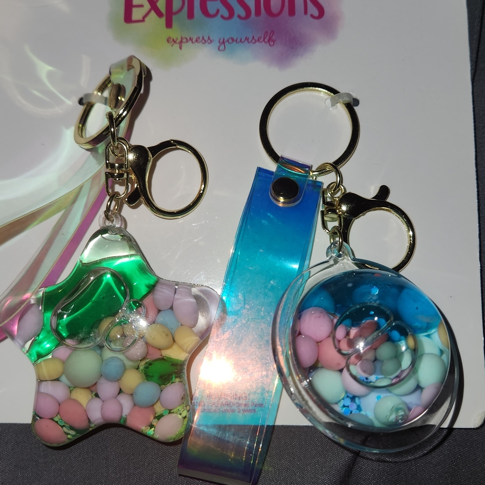 2 Piece Colorful Keychain Set with Star and Circle Charms From Homegoods